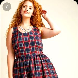 ModCloth Sleeveless dress with scoop neck in Plaid- large. Worn once. Like new.